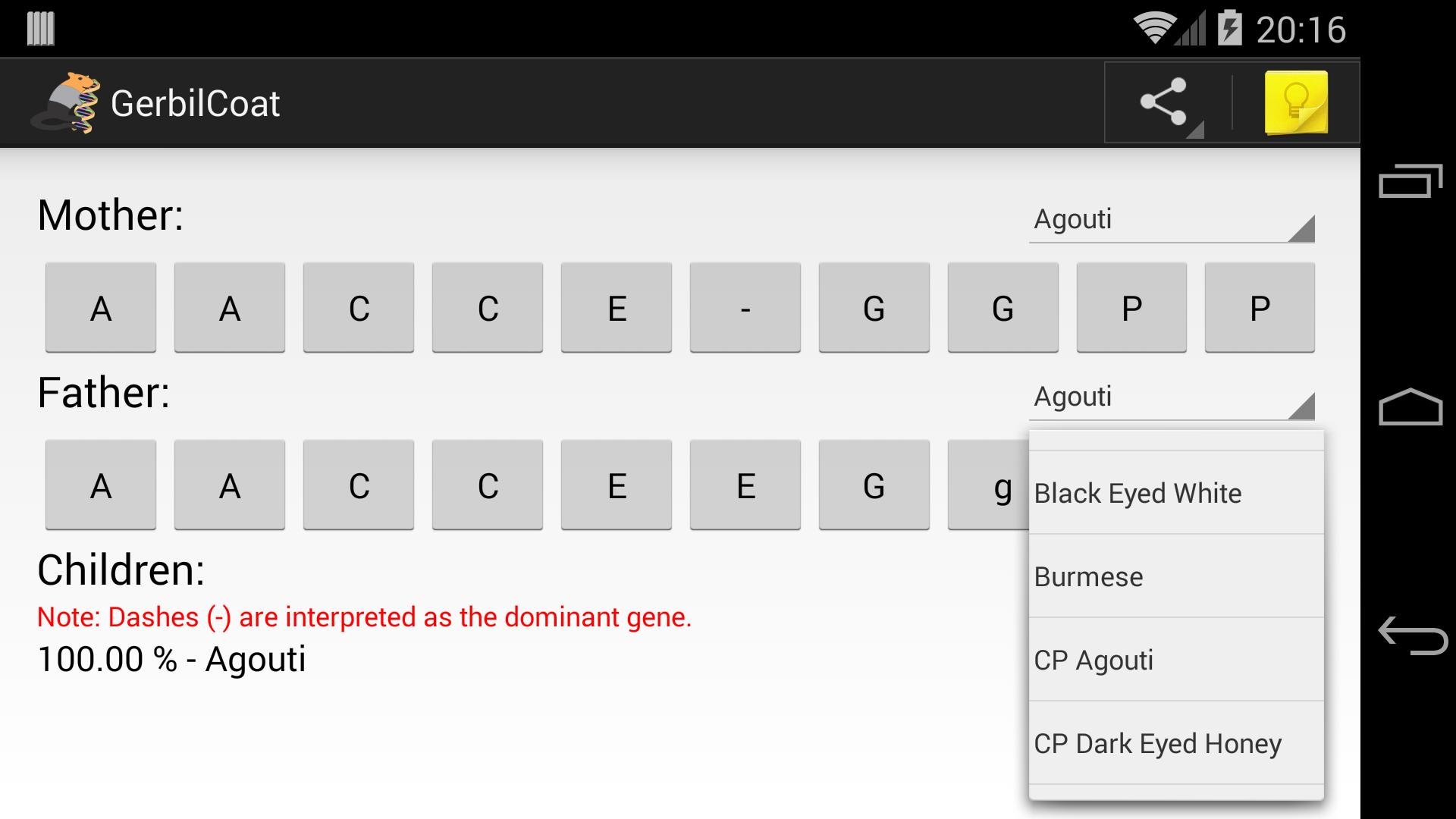 Gerbil Coat Color Calculator