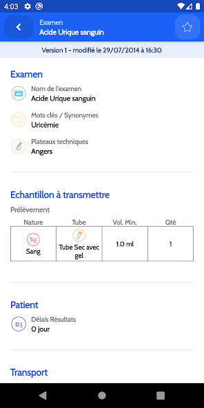 Oriade noviale - examens