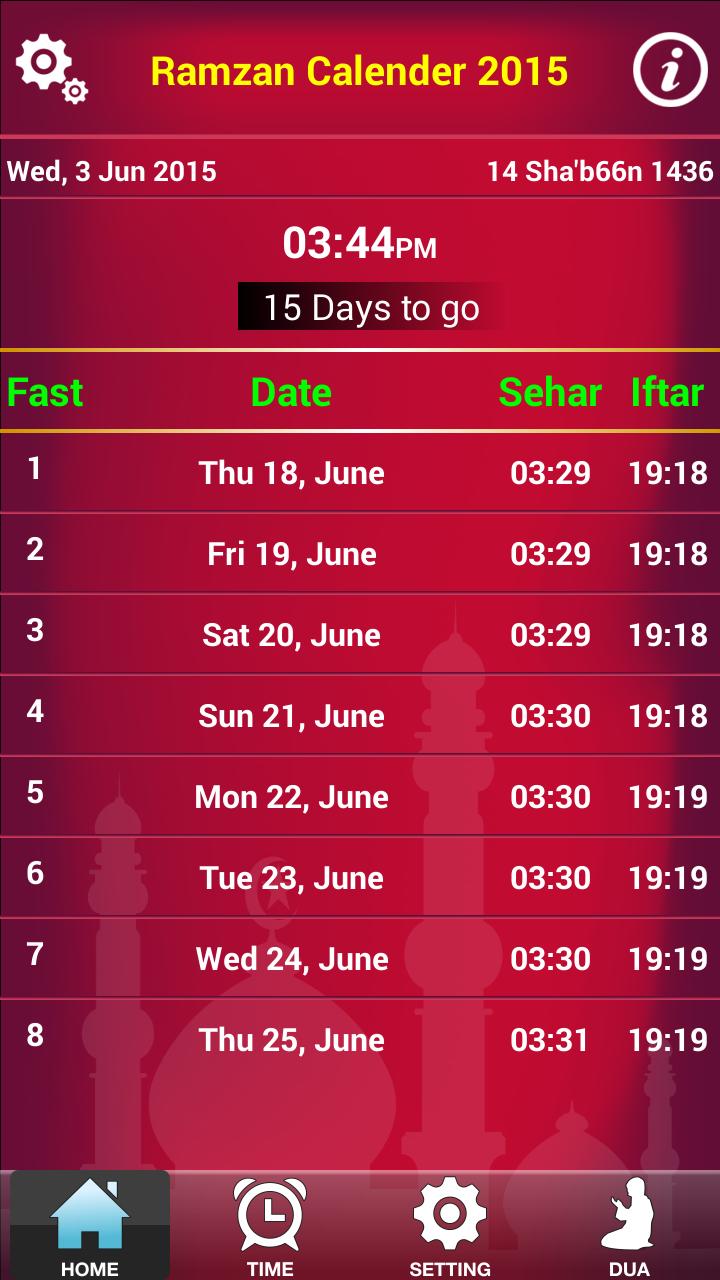 Ramadan 2015 & Prayer Timings