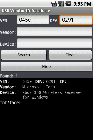 USB VEN/DEV Database