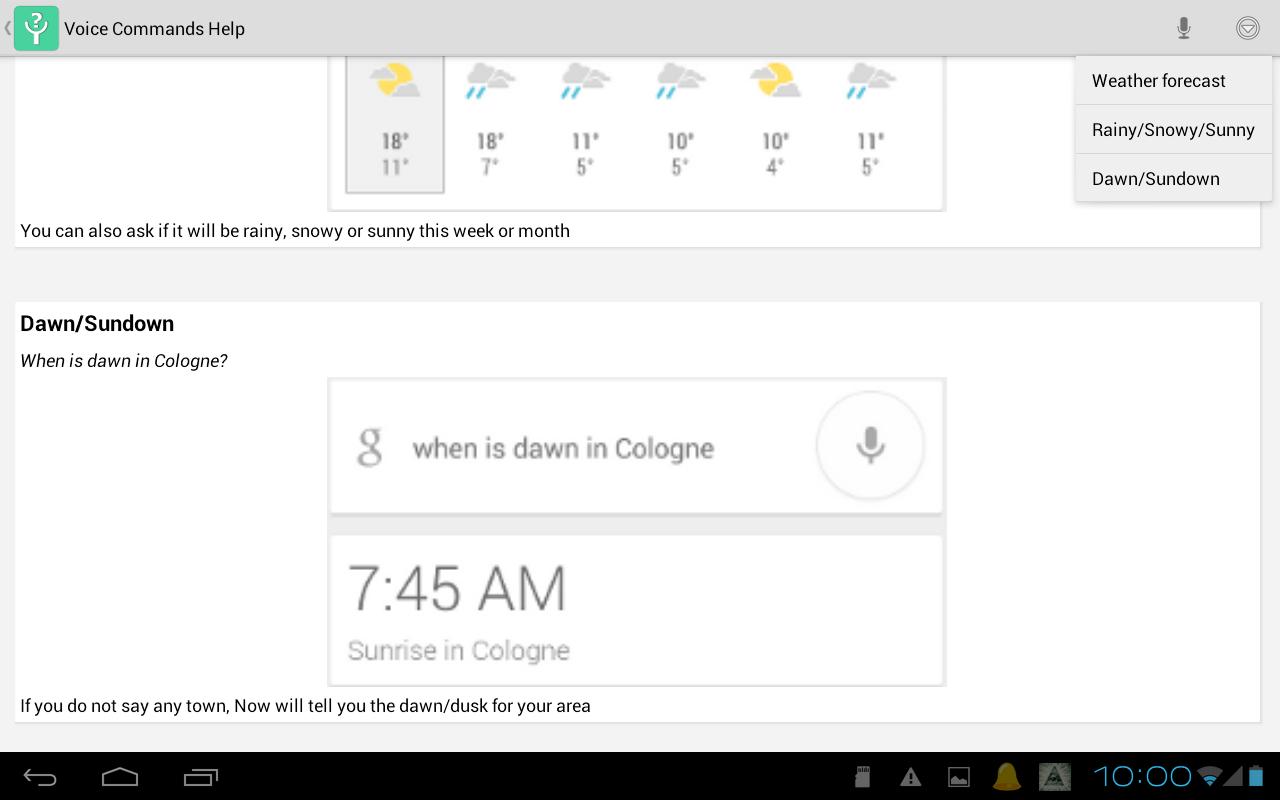 Voice Commands Help