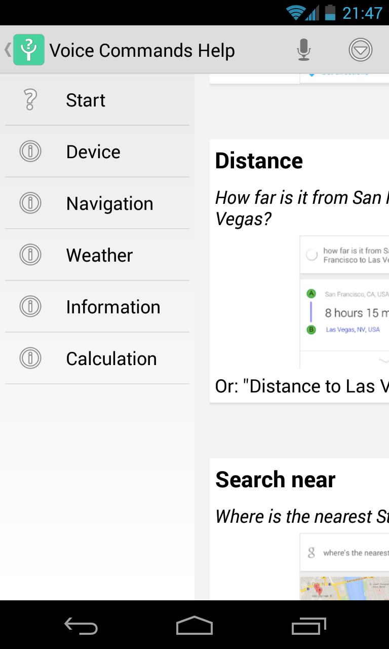 Voice Commands Help