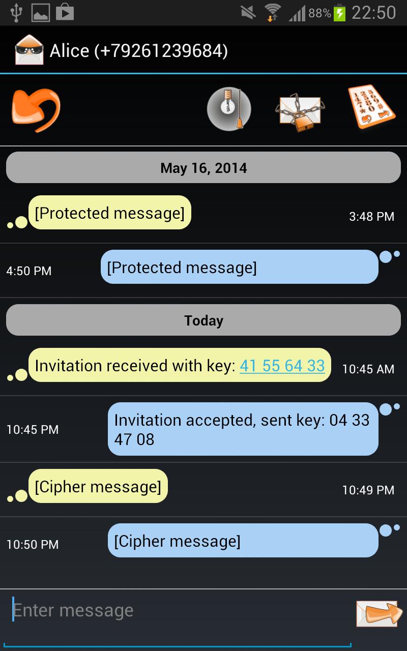 Private messenger. Dark sms