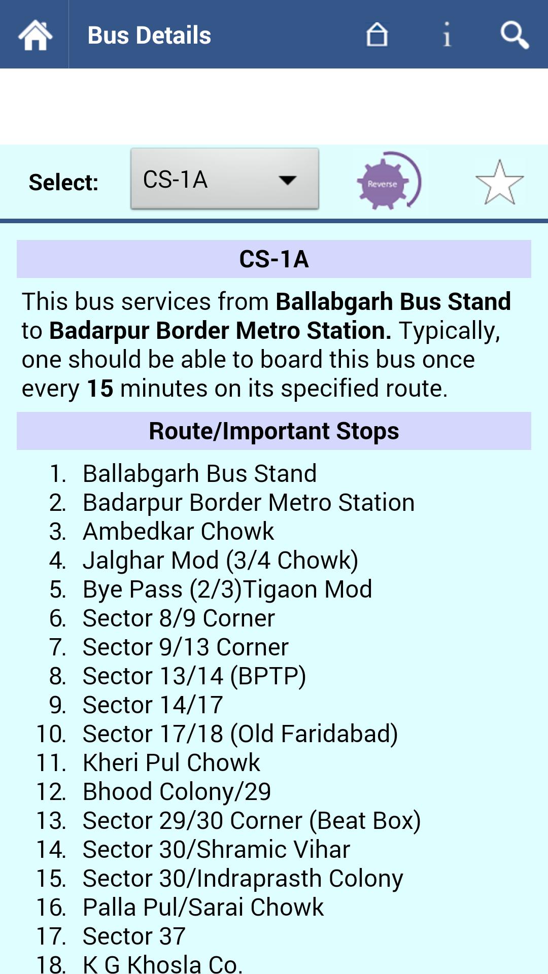 Faridabad Bus Info