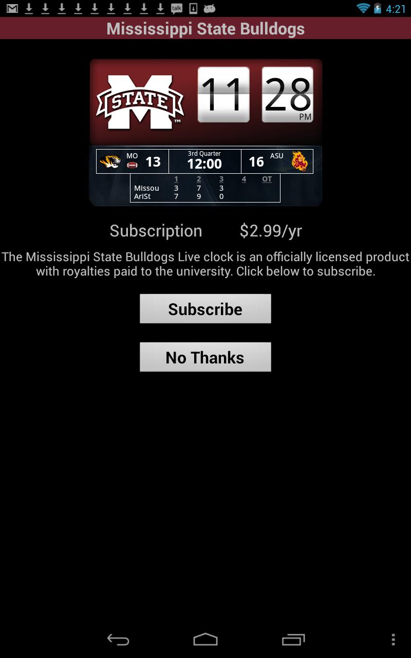 Mississippi State Live Clock