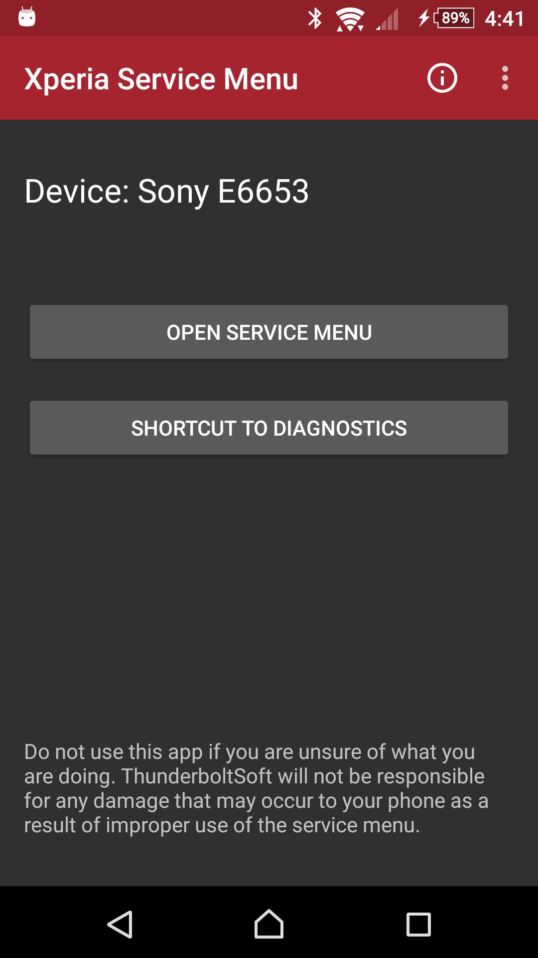 Service Menu for Xperia