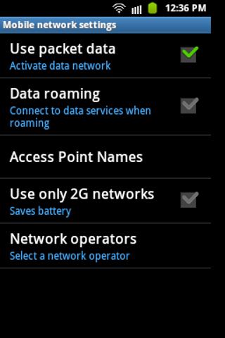 Enable/Disable Data Network