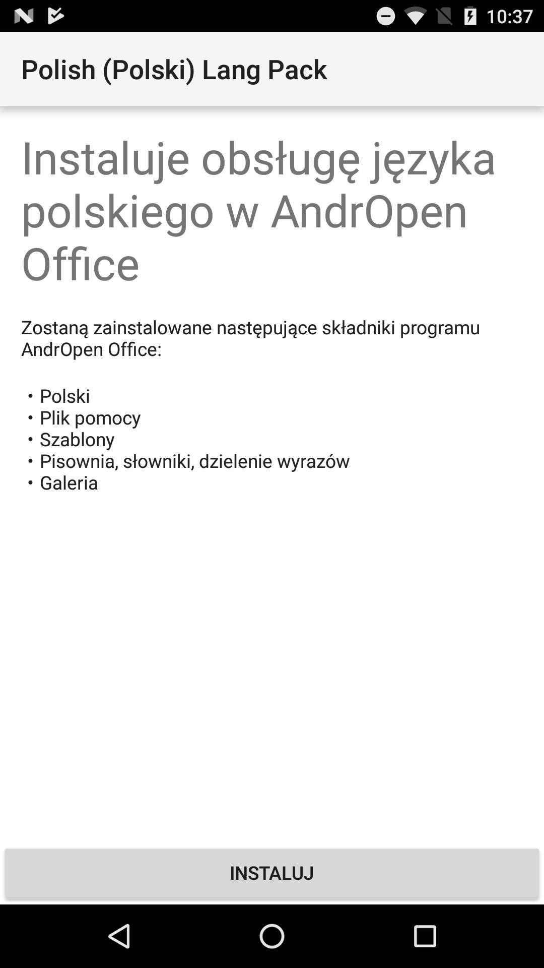 Polish (Polski) Lang Pack for AndrOpen Office