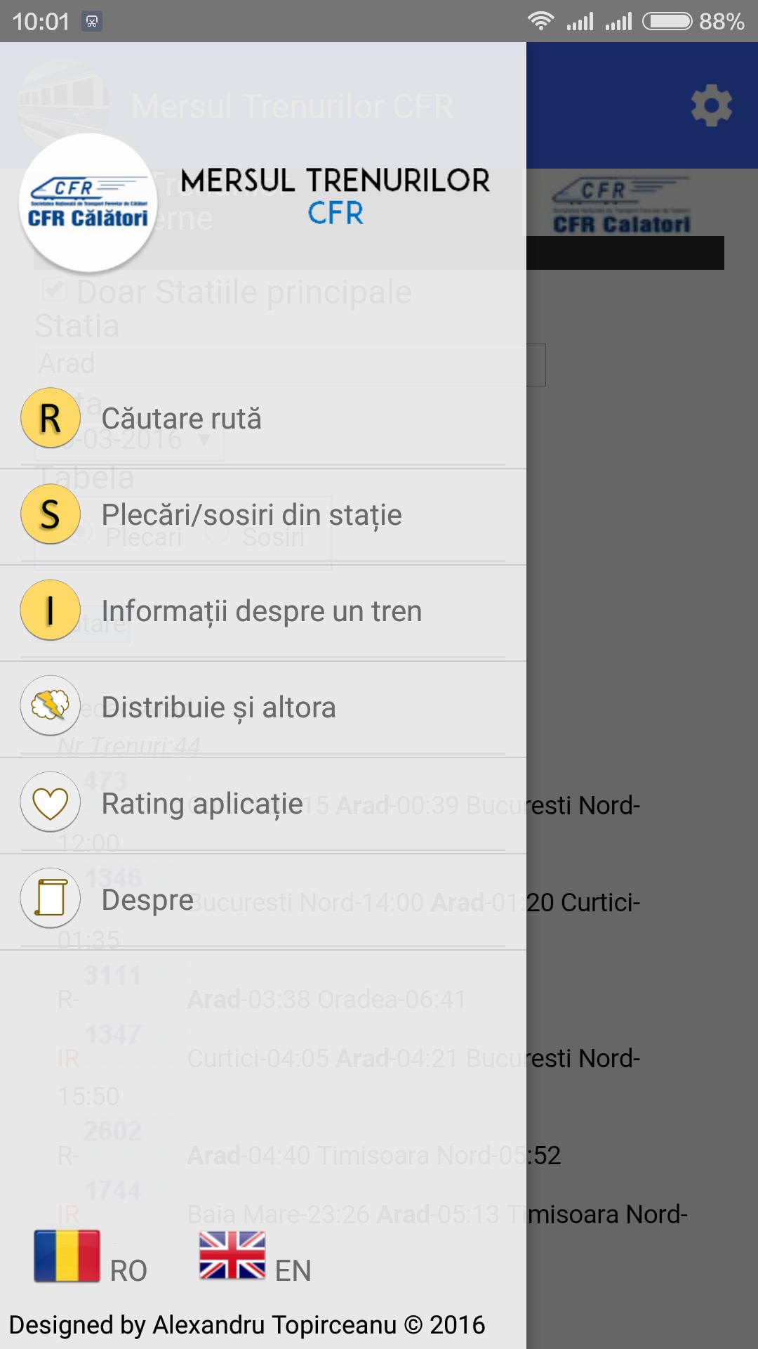 CFR App: Mersul Trenurilor