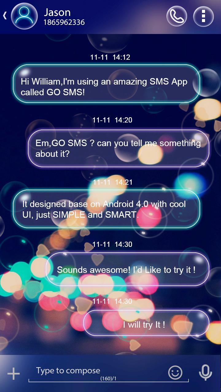 GO SMS COLOR BUBBLE THEME