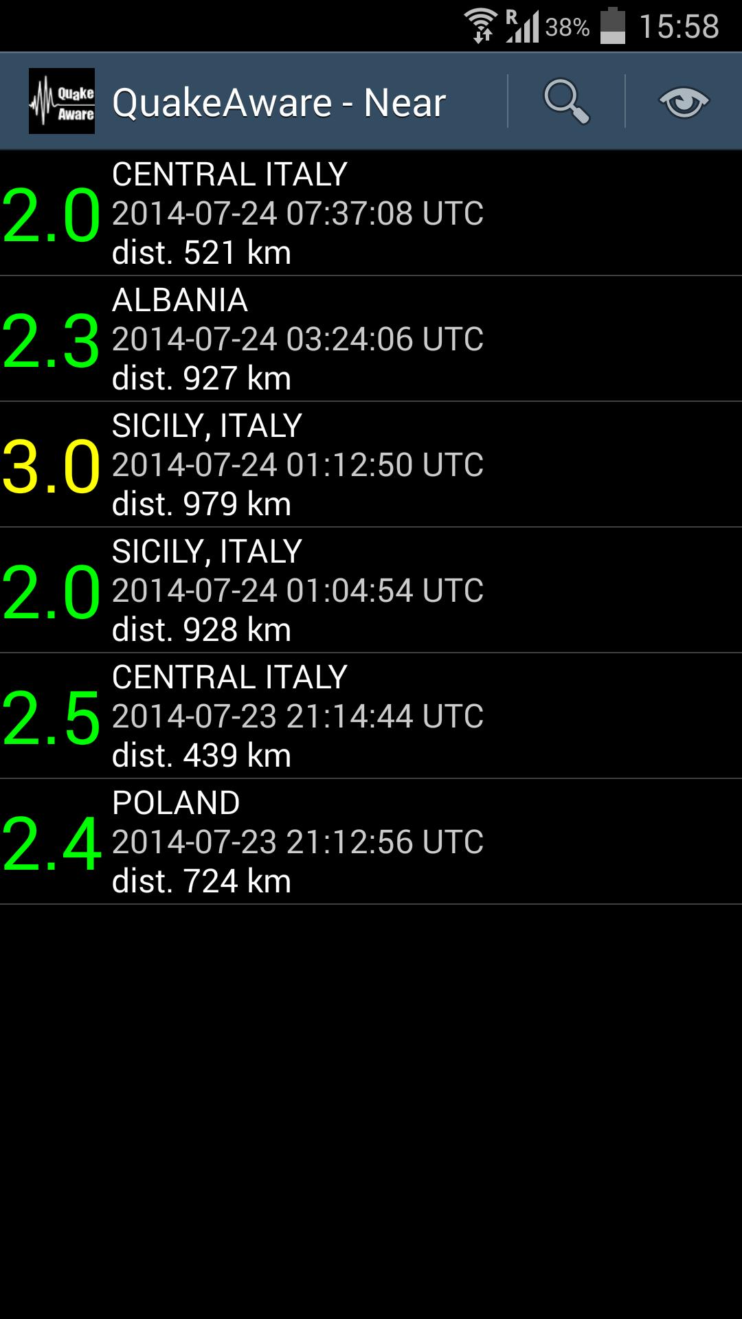 QuakeAware Earthquakes Near Me