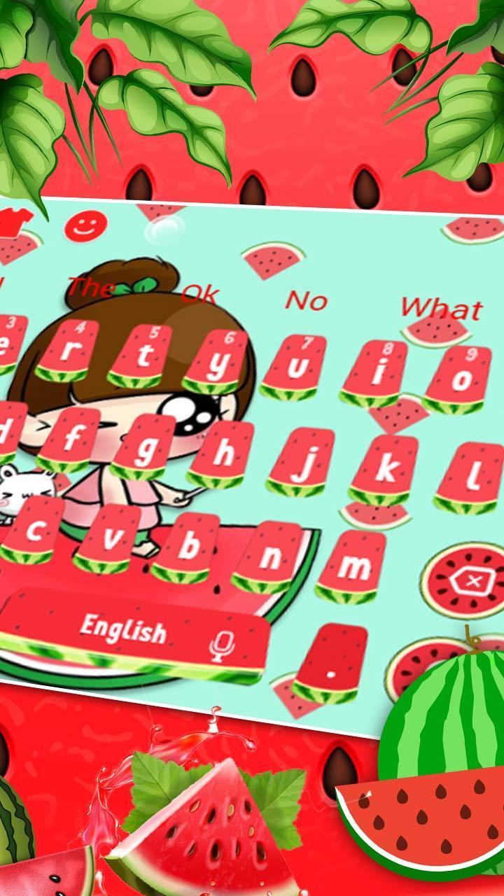 Watermelon Kawaii Girl Keyboard Theme