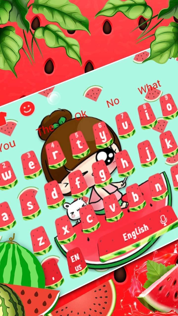Watermelon Kawaii Girl Keyboard Theme