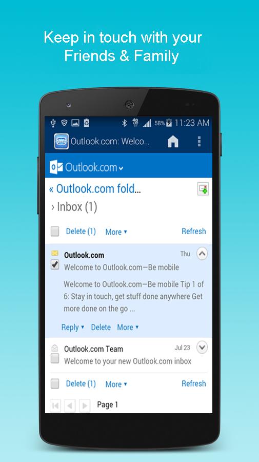 Connect hotmail email app