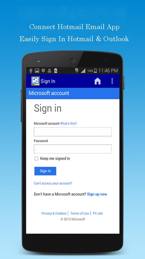 Connect hotmail email app