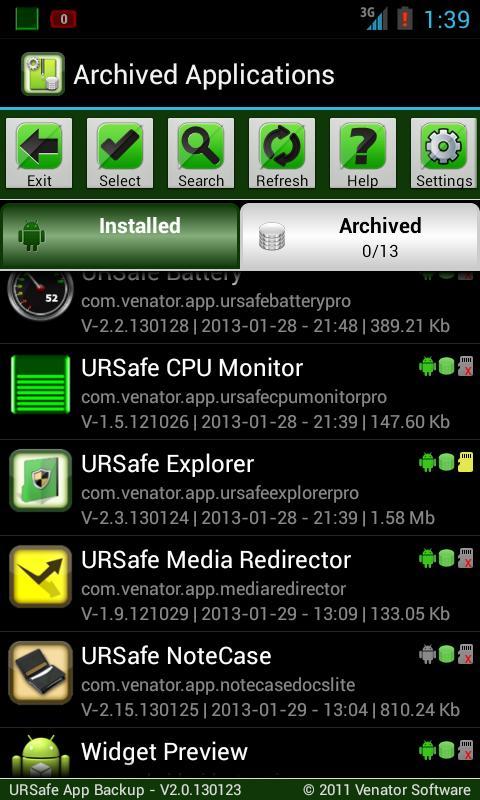 URSafe App Backup/Restore