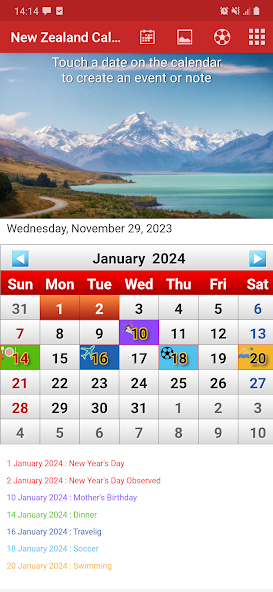 NZ Calendar 2025
