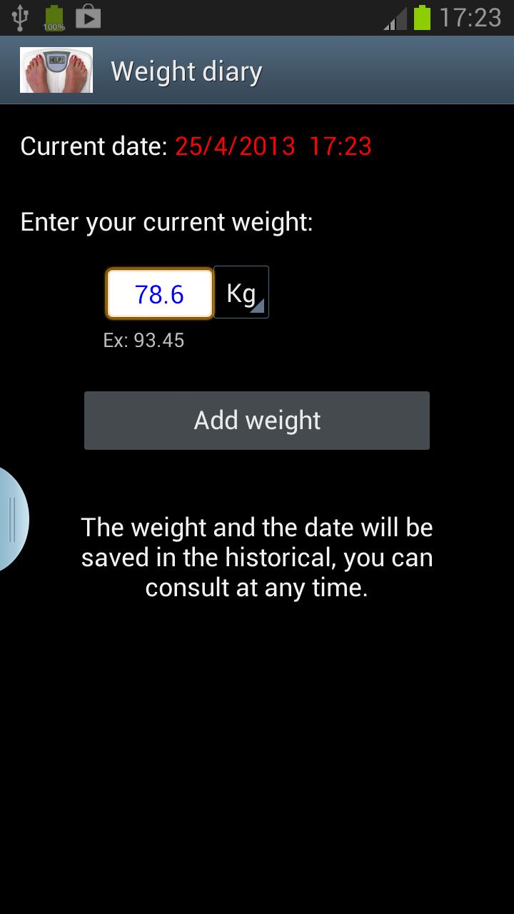 Weight Diary Ideal weight