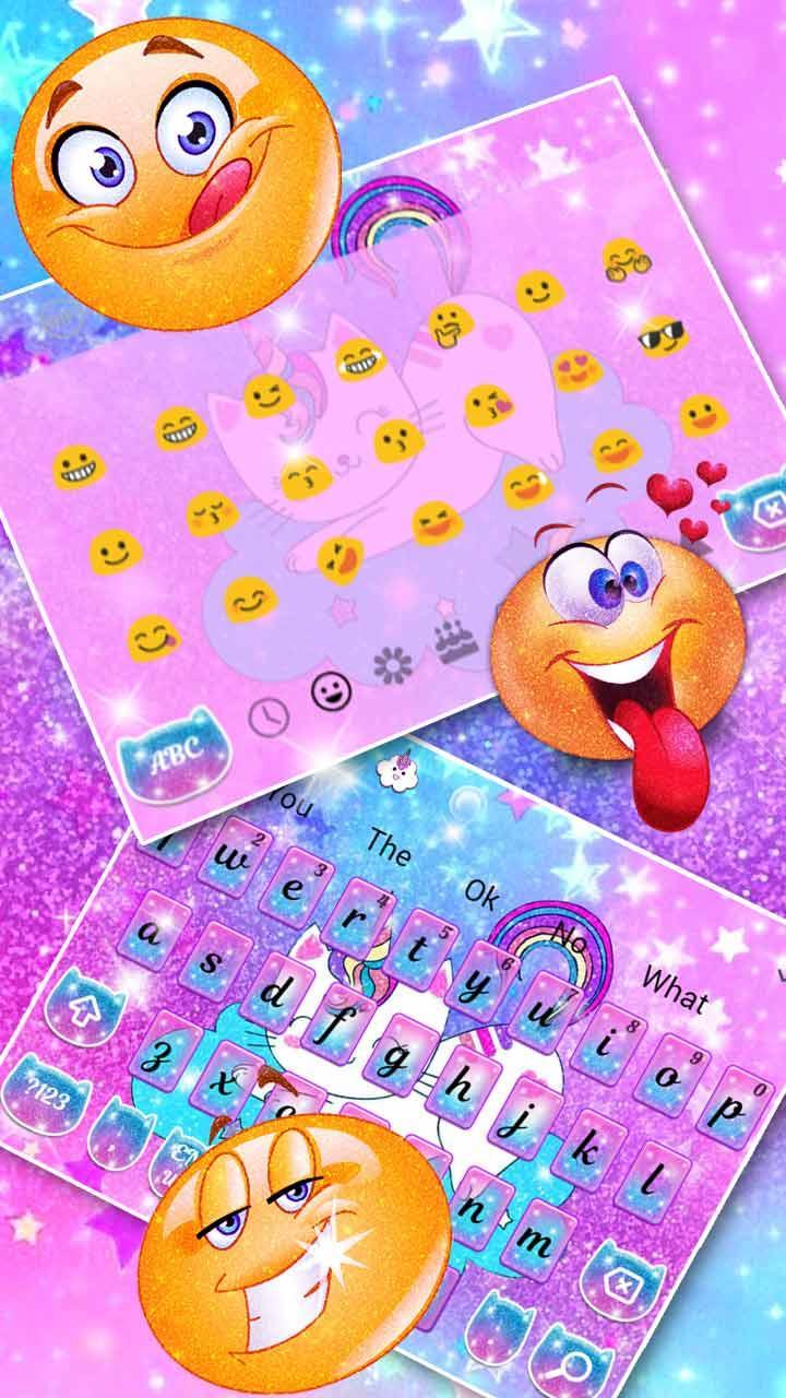 Pink Unicorn Glitter Cat Keyboard Theme