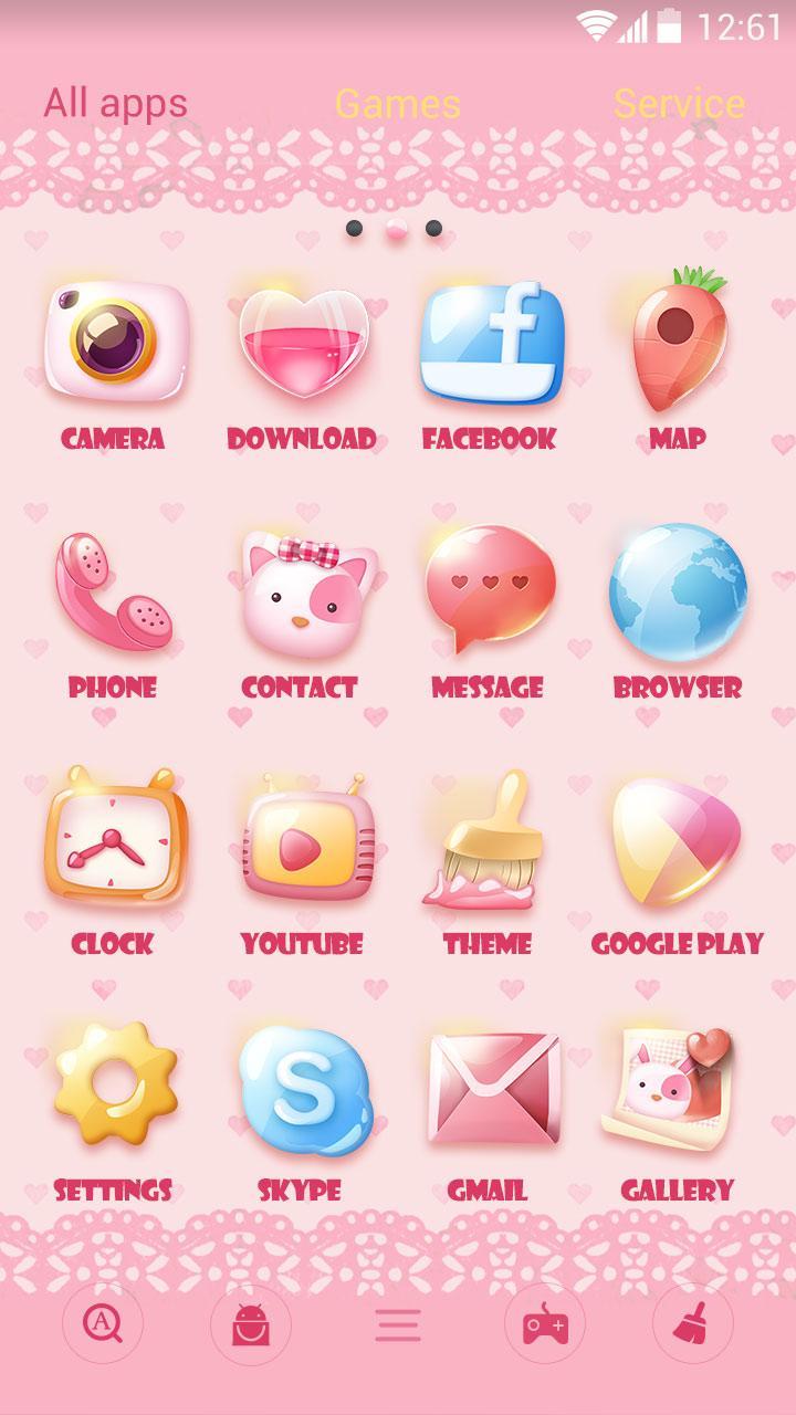 Pinky Kitty Go Launcher Theme