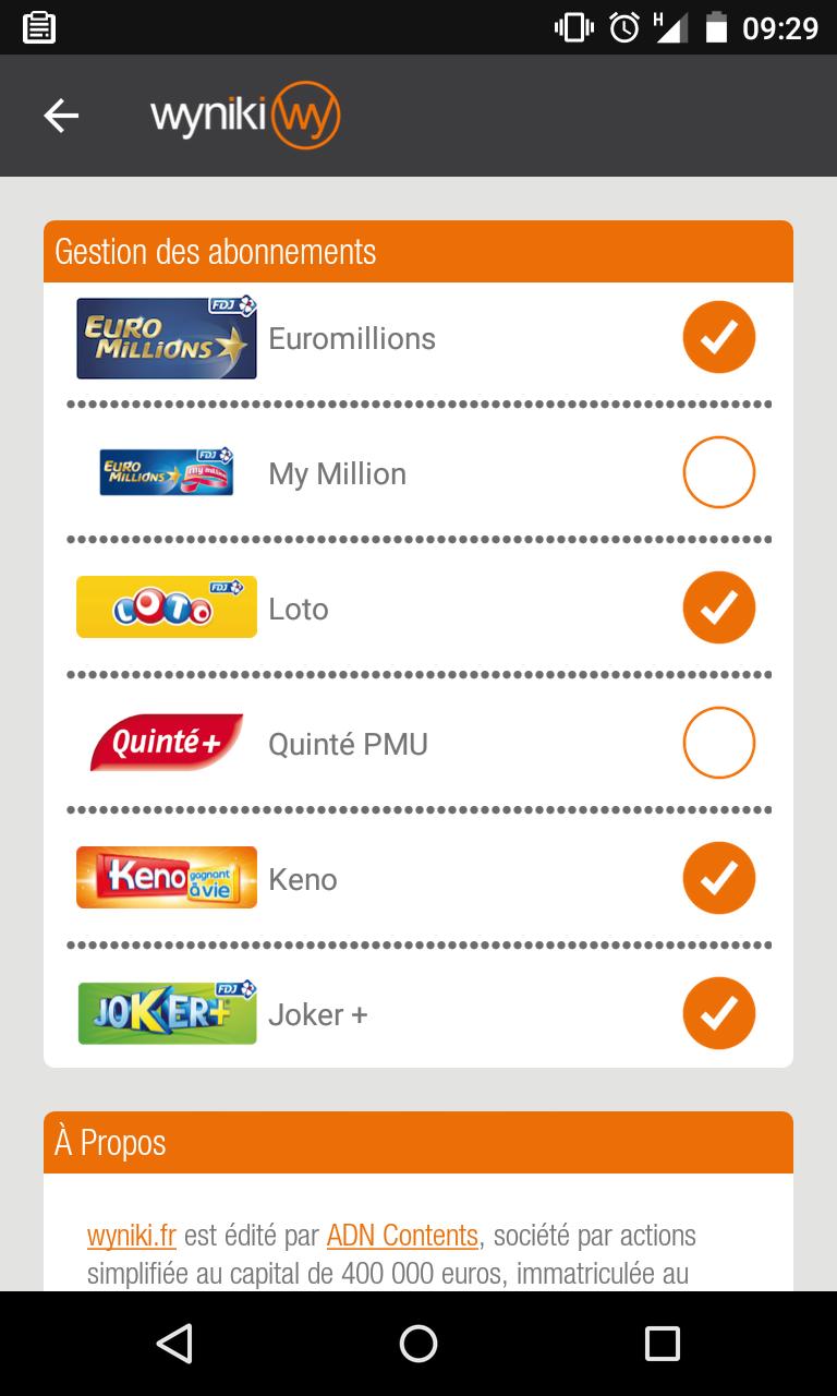 Loto Euromillion Keno - Wyniki