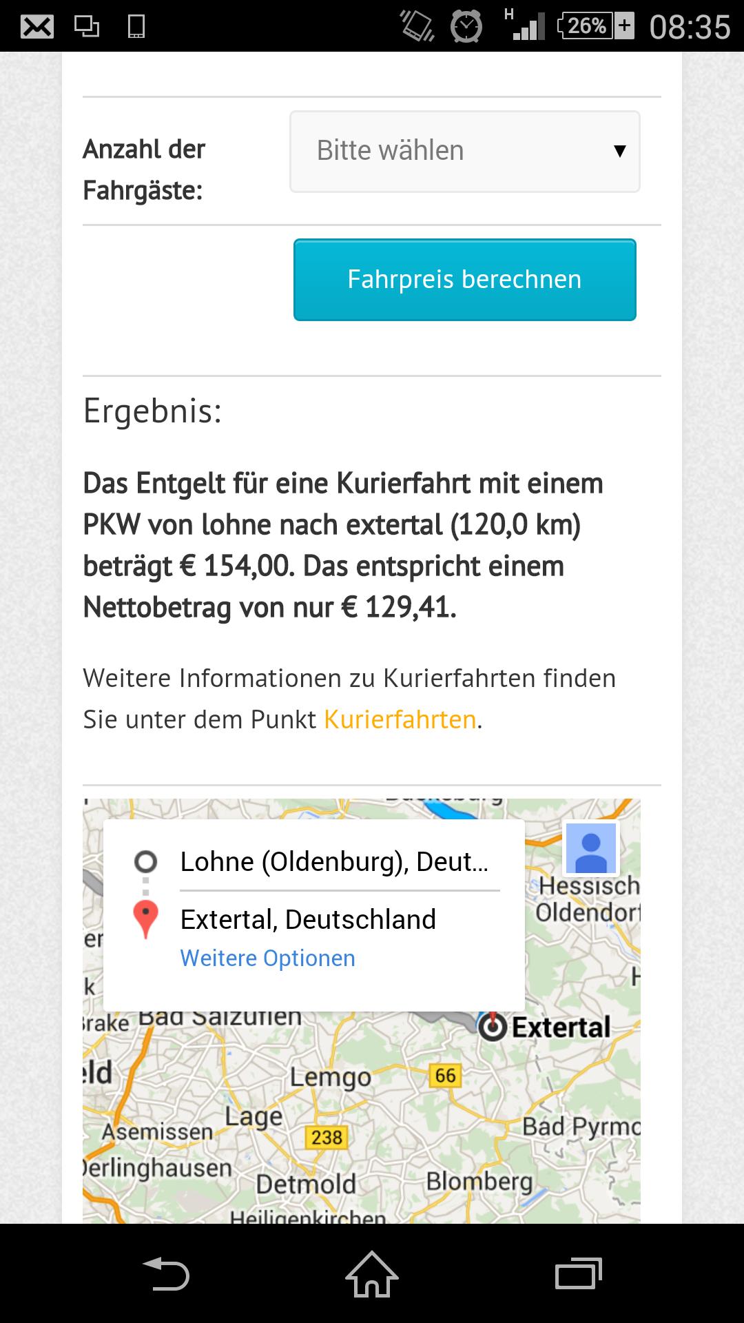 Yellow Cab Fahrpreisrechner