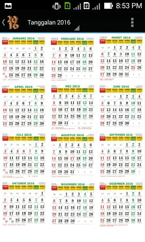 2016 Kalender Jawa Hijriyah