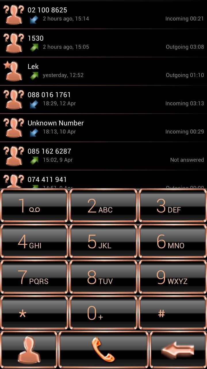 Dialer Theme GlassFrameBOrange