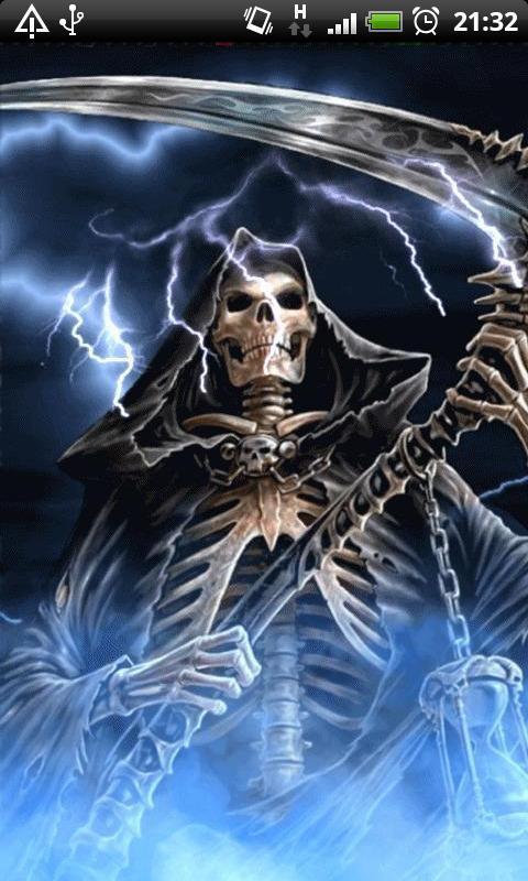 Blue Fire Grim Reaper Live Wallpaper Theme