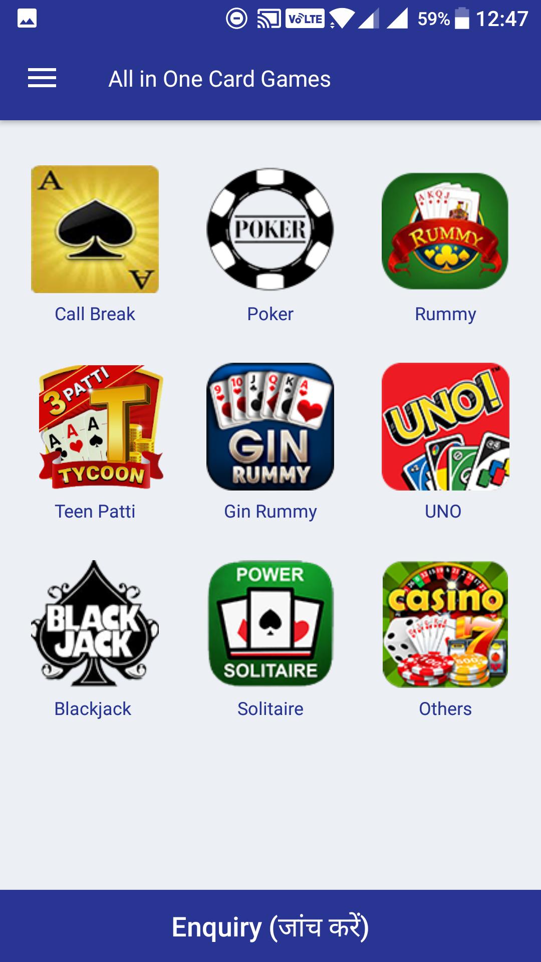 All in One Card Games App