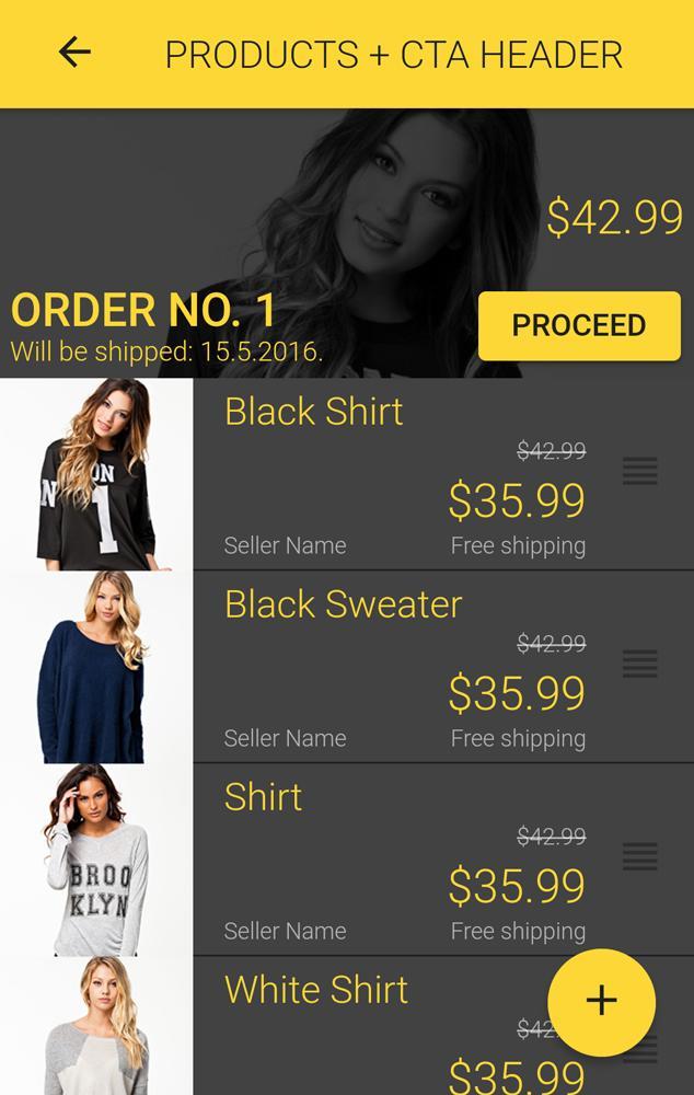 Ionic 3 Material Design UI Theme - Yellow Dark