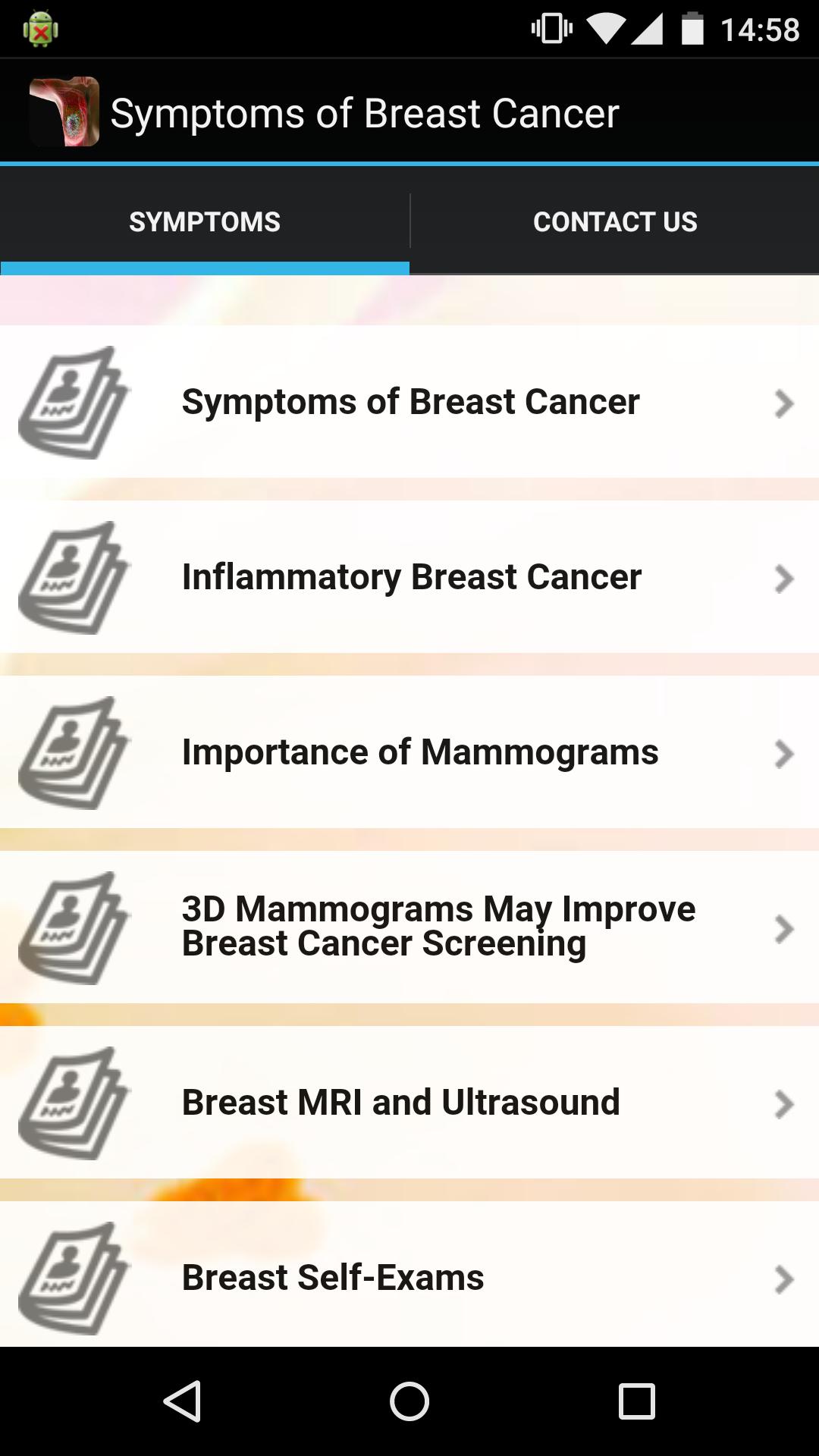 Symptoms of Breast Cancer