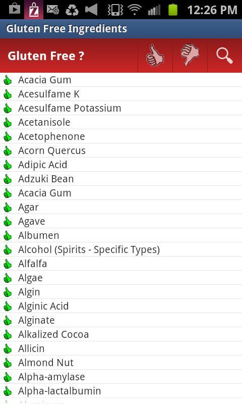 Gluten Free Ingredient Search