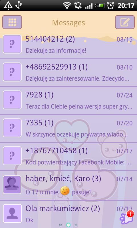 GO SMS Pro Sweet Hearts Theme