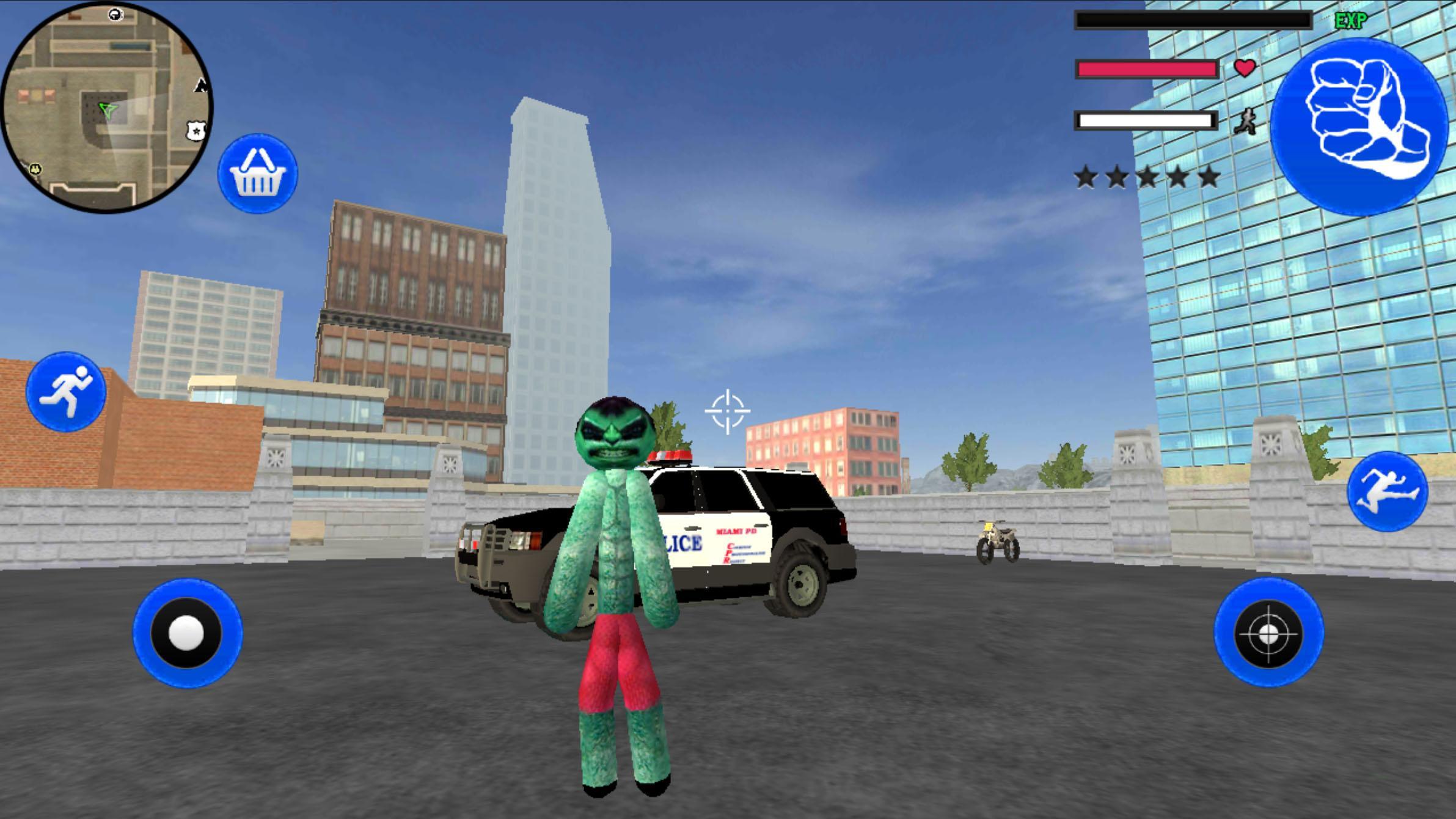 Amazing Hulk Stickman Rope Hero Gangstar Crime