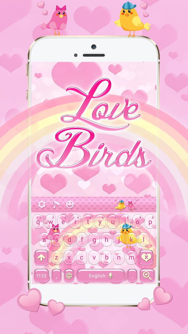 Love Keyboard Pink Cute Birds Theme