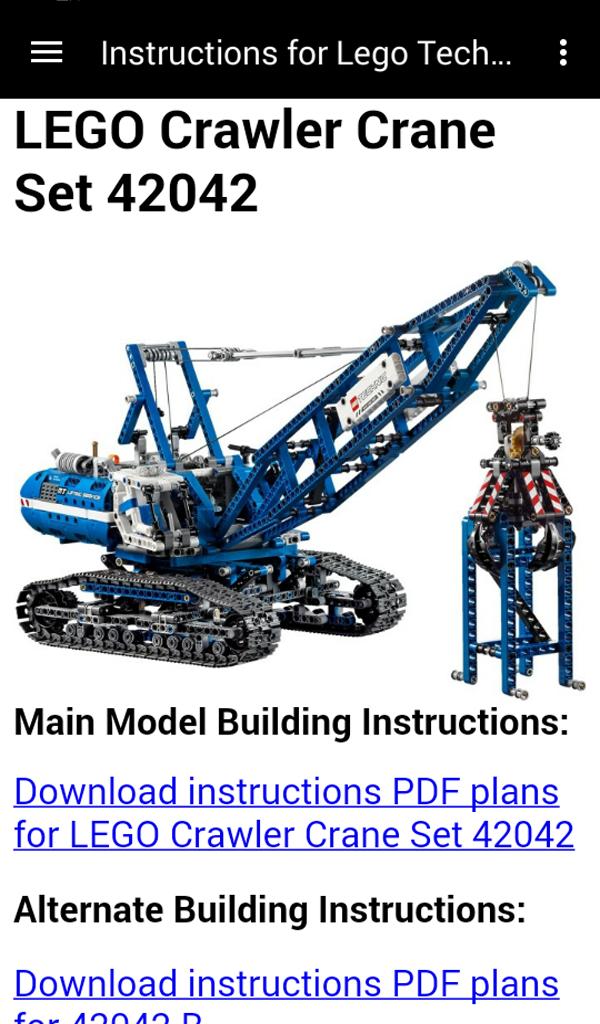 Instructions for Lego Technic