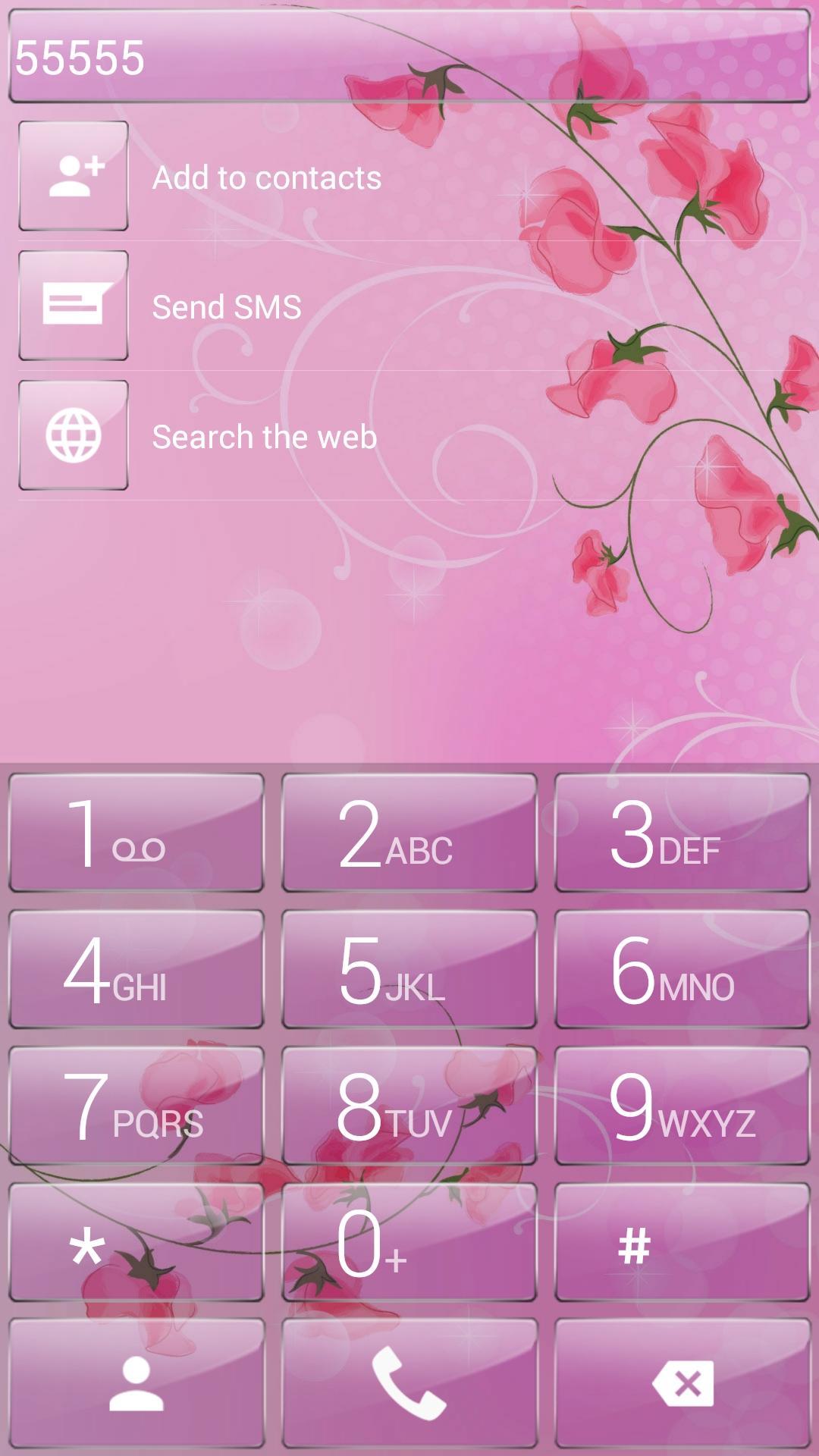 Dialer Theme Pink Flower Glass