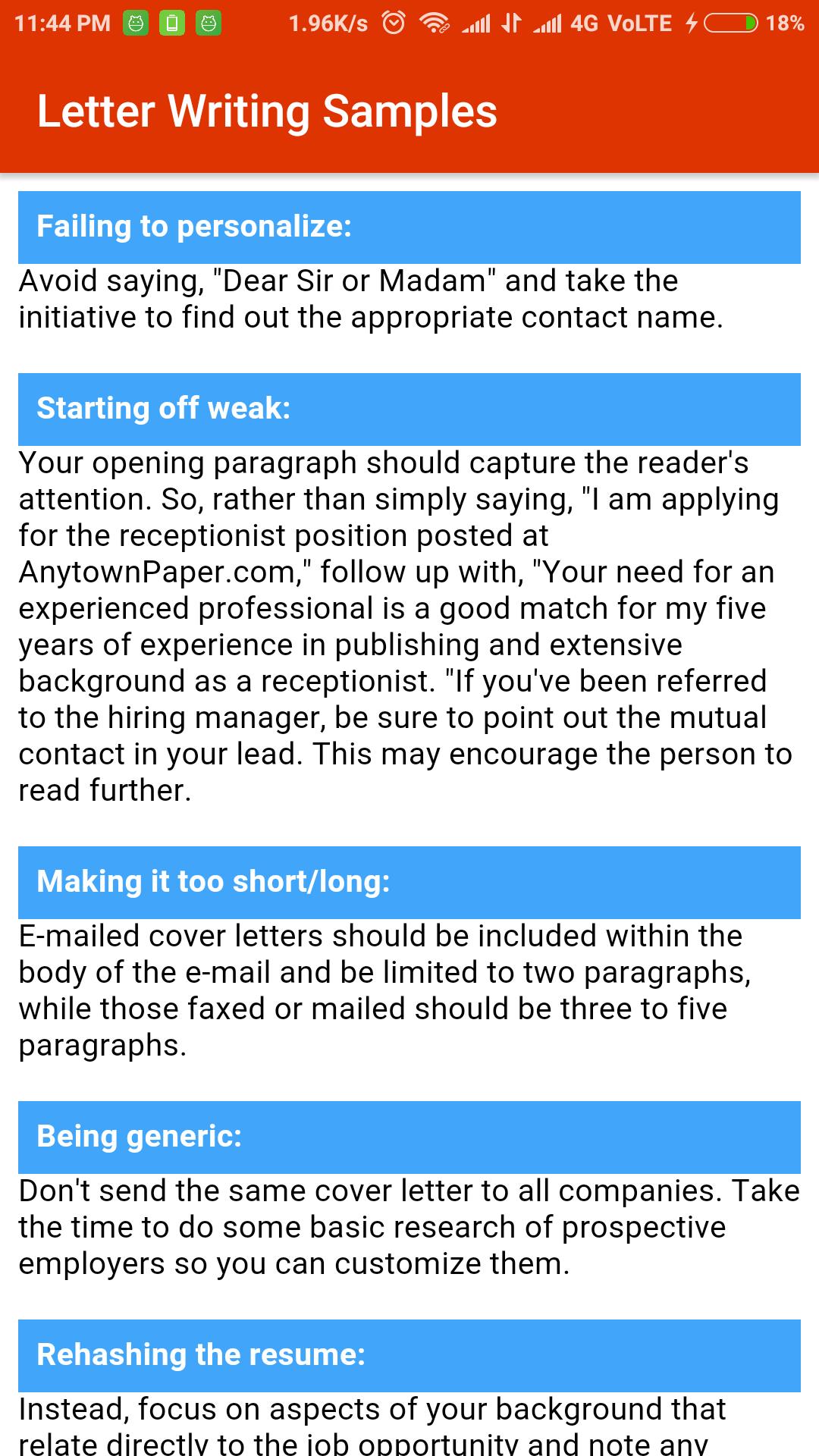 Letter Writing Samples