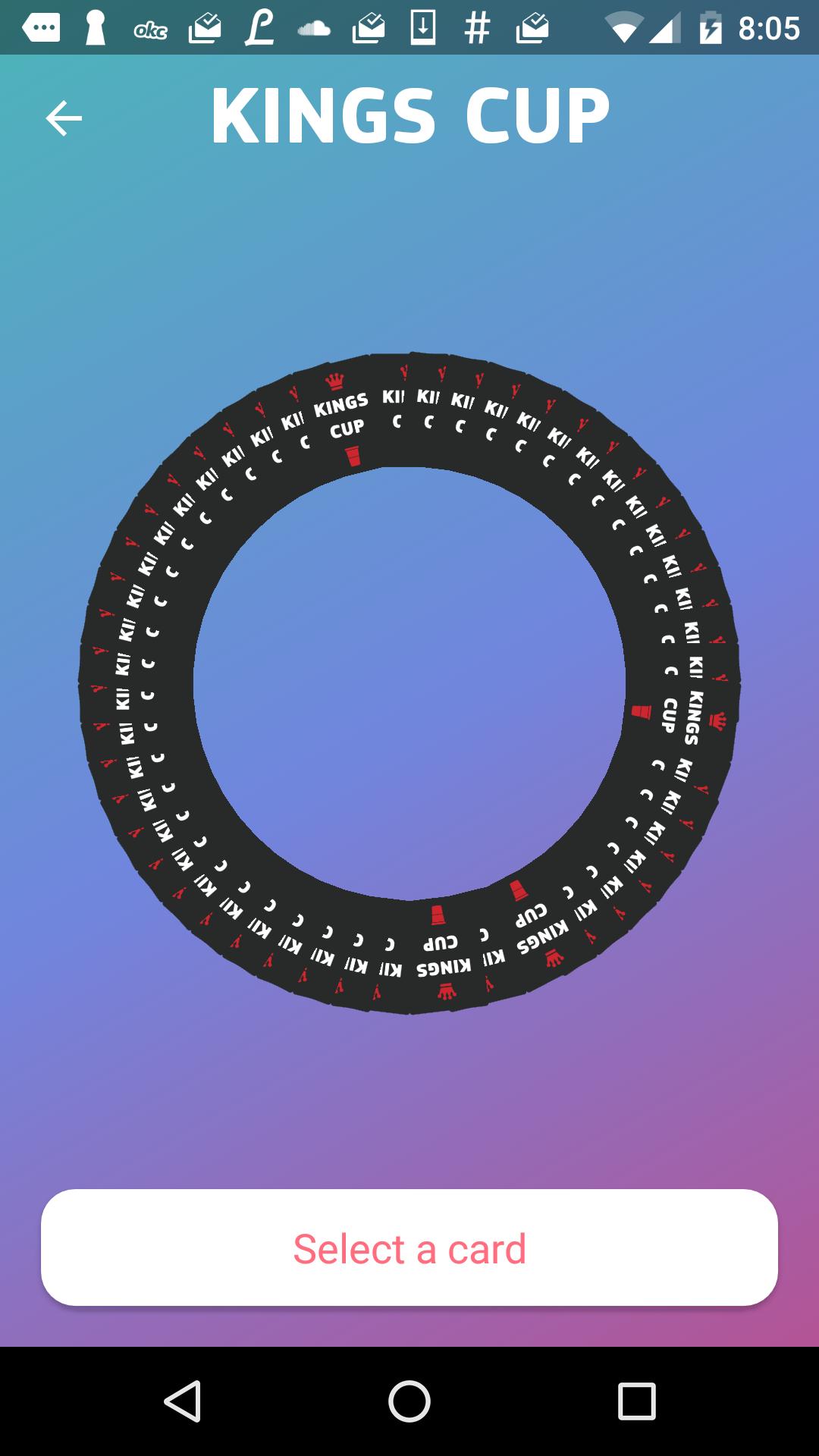 King's Cup Drinking Game (aka circle of death)