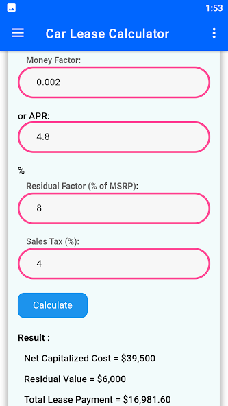 Car Lease Calculator