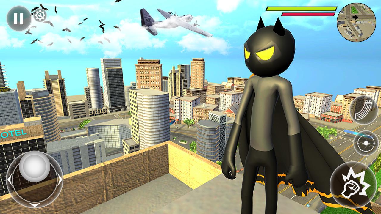 Bat Rope Hero Stickman Crime