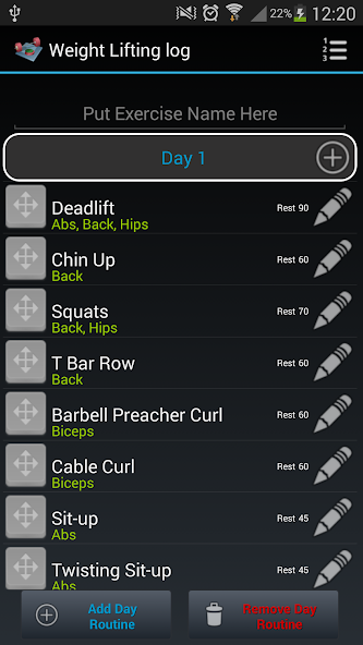 Bodybuilder Weight Lifting log