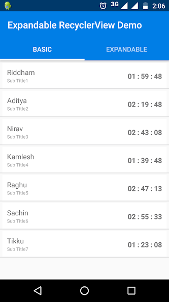 Expandable RecyclerView Demo
